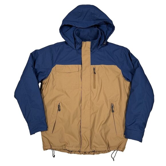 Swiss Tech Trailblazer Brown & Blue Hooded Winter Jacket Size Medium - Picture 1 of 6